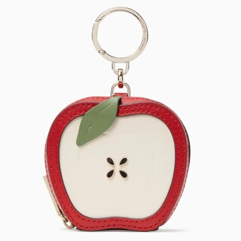 Kate Spade NOVELTY Red Honey crisp sliced apple key chain bag charm/coin purse - Picture 6 of 16